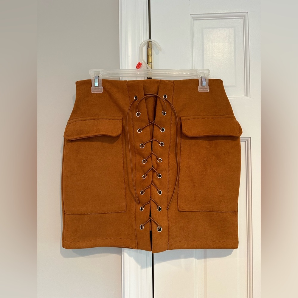 Lace Up Caramel Skirt